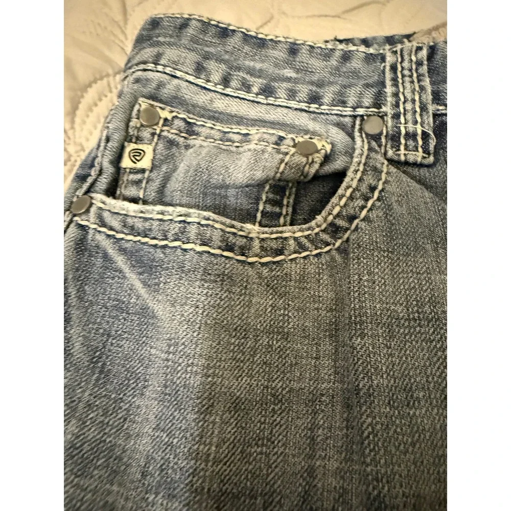 Rock and Roll Denim Mens Pistol Bootcut Jeans Light Wash 32x34 Distressed